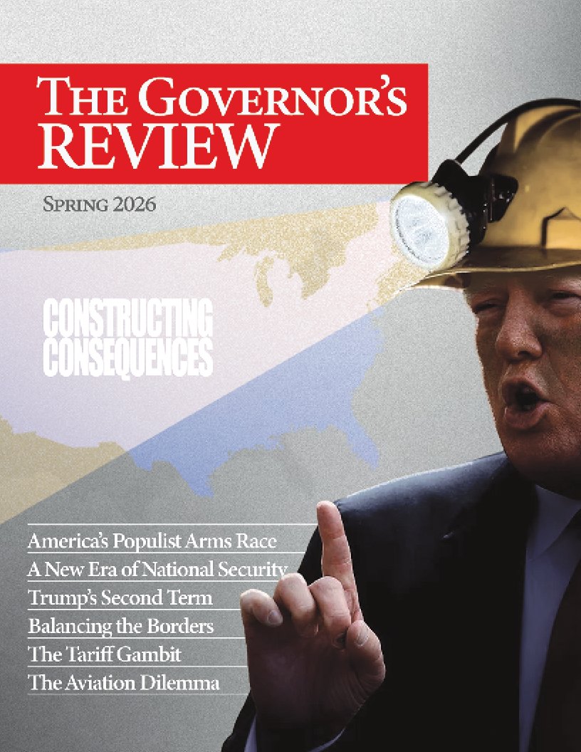 Cover of The Governor’s Review, Spring 2026. Cover lines include “A New Era of National Security.”